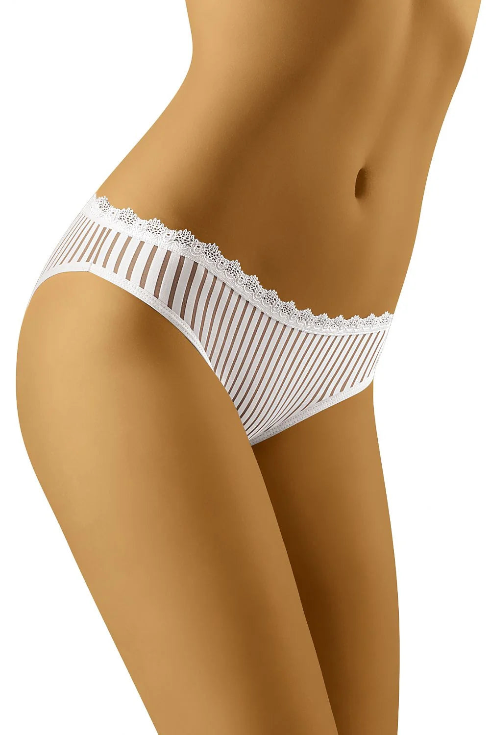 Culotte dentelle blanche romantique sexy élégante tulle transparent motif rayé confortable sous-vêtement féminin