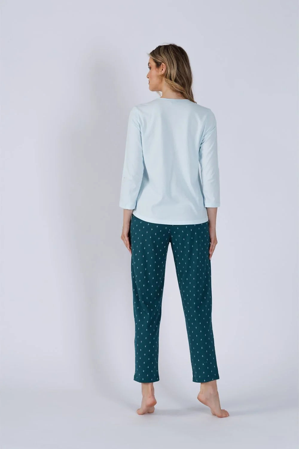 Pyjama féminin confort style design ours motif graphique coton 100% ample manches longues pantalon élastique