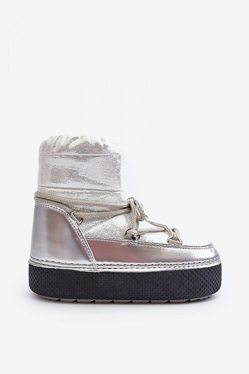 Bottes de neige modernes élégantes pour femmes, design argenté métallisé, semelle épaisse anti-glisse, style hivernal chic