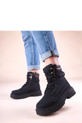 bottes trappeur femme noires ecocuir matelassees montantes rangers similicuir rembourrees metallisees lacets crochets fermetureeclair boucle decorative semelle plateforme crantee antiderapante