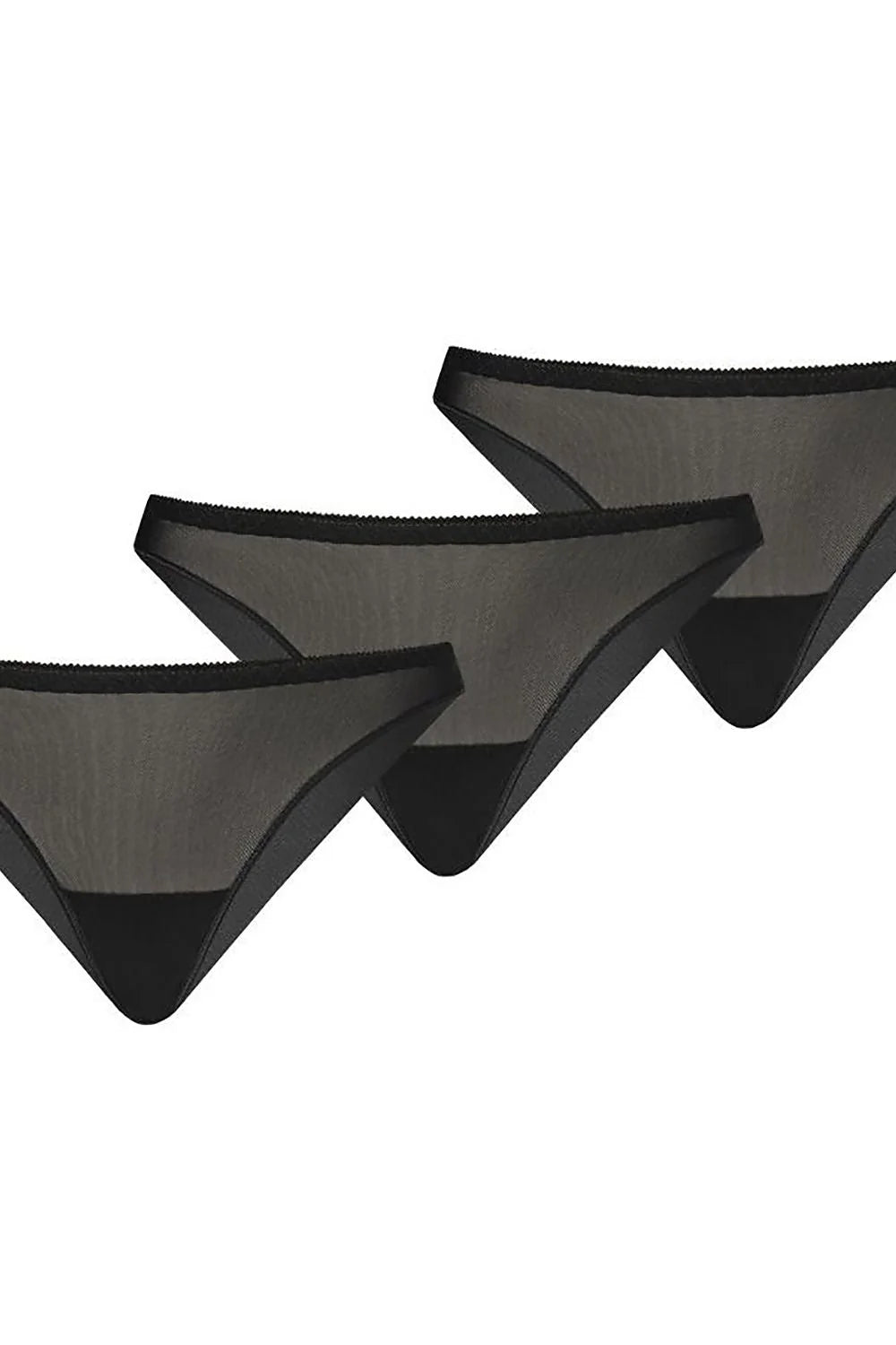 Ensemble Teyli de 3 culottes noires transparentes classiques pour femme, style épuré, coupe bikini, matière douce, confortable, tailles XS à XXL