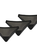 Ensemble Teyli de 3 culottes noires transparentes classiques pour femme, style épuré, coupe bikini, matière douce, confortable, tailles XS à XXL