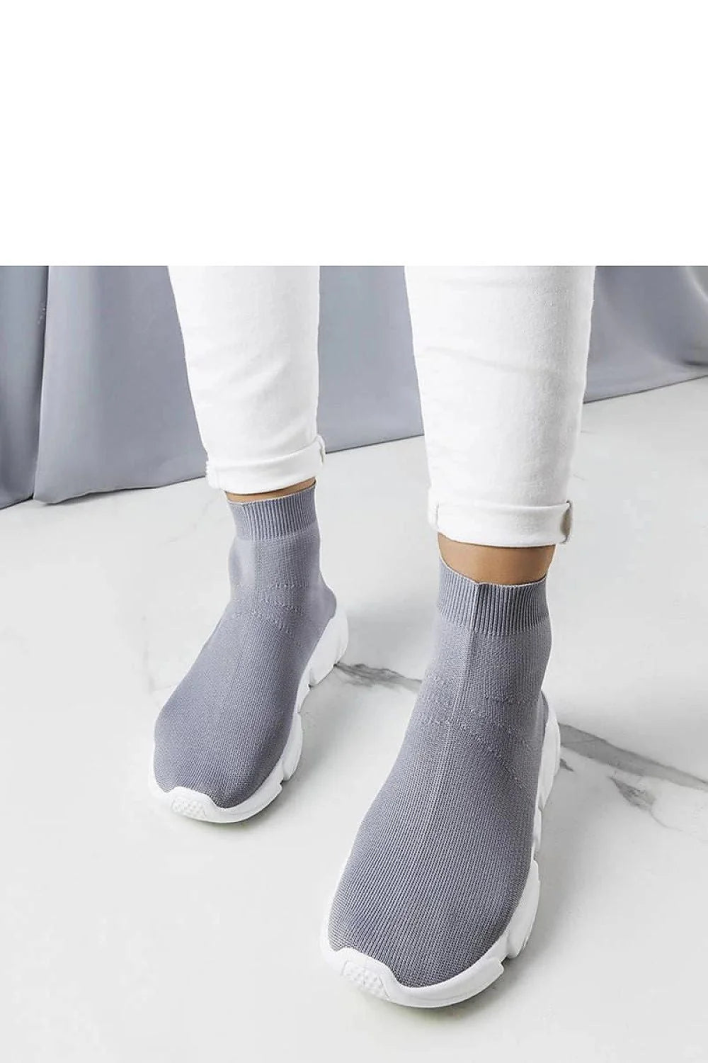 Baskets pour femmes en tissu gris semelle blanche style urbain moderne confort maximal Taille Lo