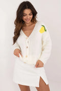 Ensemble cardigan et jupe mode Italie pour femme style casual chic longueur standard manches longues encolure V couleur crème
