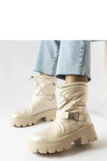 Bottes hiver femmes mode urbain style casual matelassées beige waterproof confortables crampons semelle épaisse