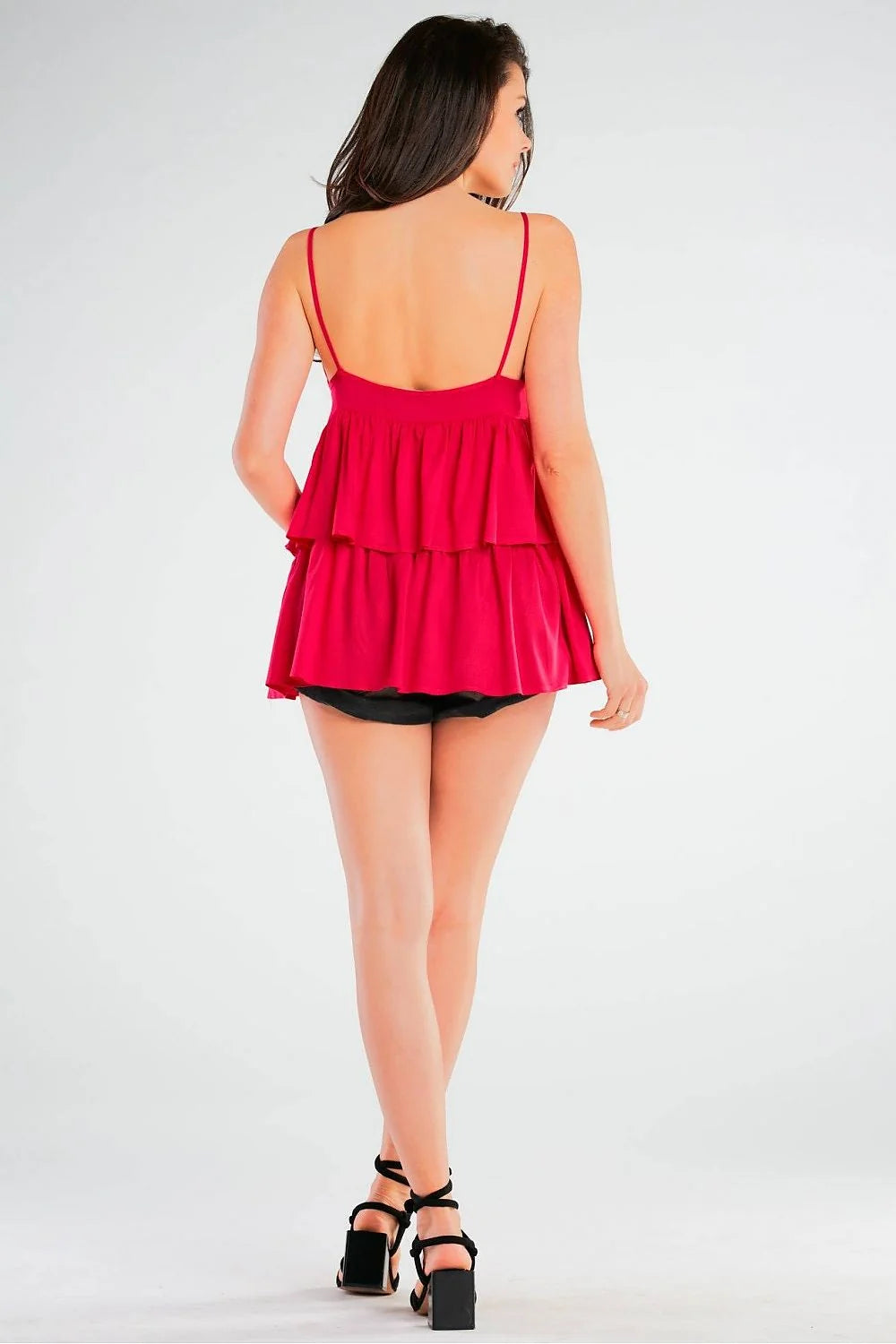 Chemisier awama débardeur à volants ample en viscose élasthanne 3% dos nu finitions soignées pour femme