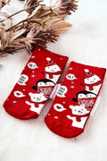 Chaussettes Noël design festif femmes motifs bonhomme neige pingouin ours blanc coton élasthanne anti-dérapant cadeau hiver