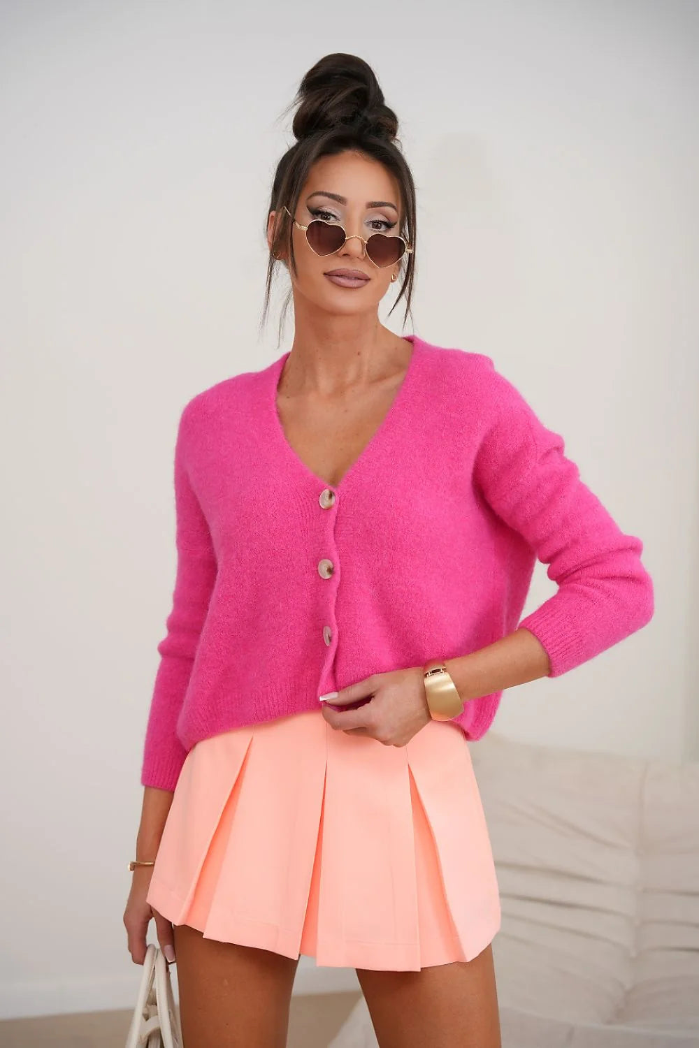 jupe culotte plissée rose pâle taille haute ajustée patineuse viscose élasthanne stretch léger doux confortable sophistiquée