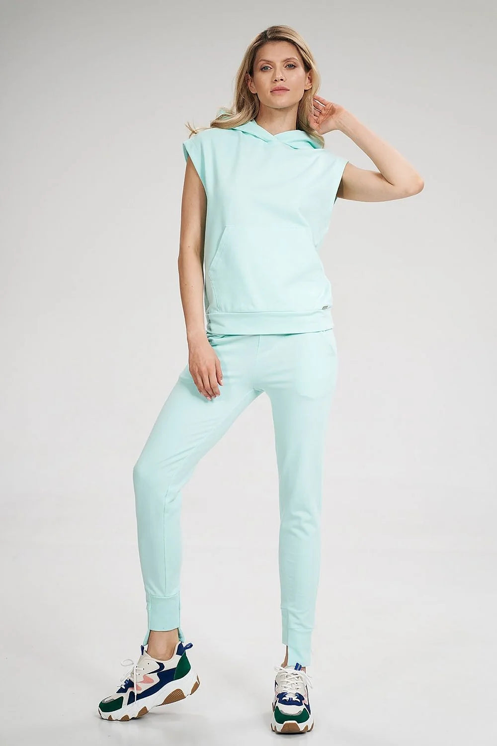 Sweat à capuche sans manches en coton jaune pâle coupe ample style décontracté pour femme moderne