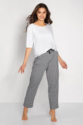 Pyjama Momenti Per Me femme élégance confort coton mélange motifs carreaux manches courtes encolure ronde Pologne