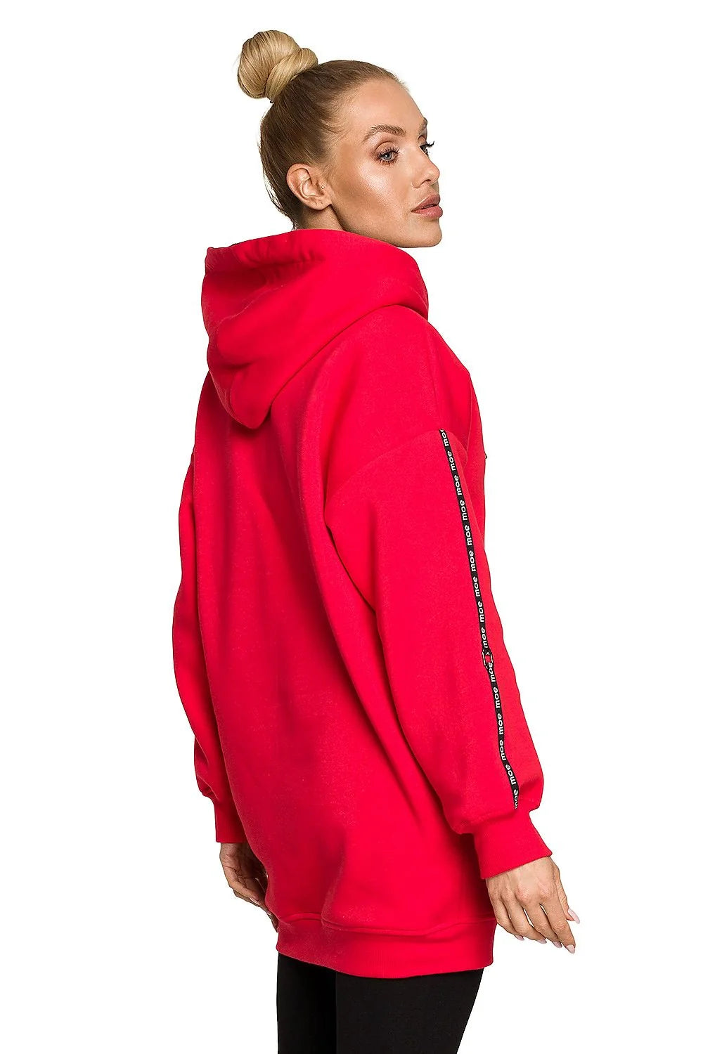 Sweatshirt Moe oversize capuche bleu femme confortable maille douce 90% coton 10% polyester manches larges poches latérales