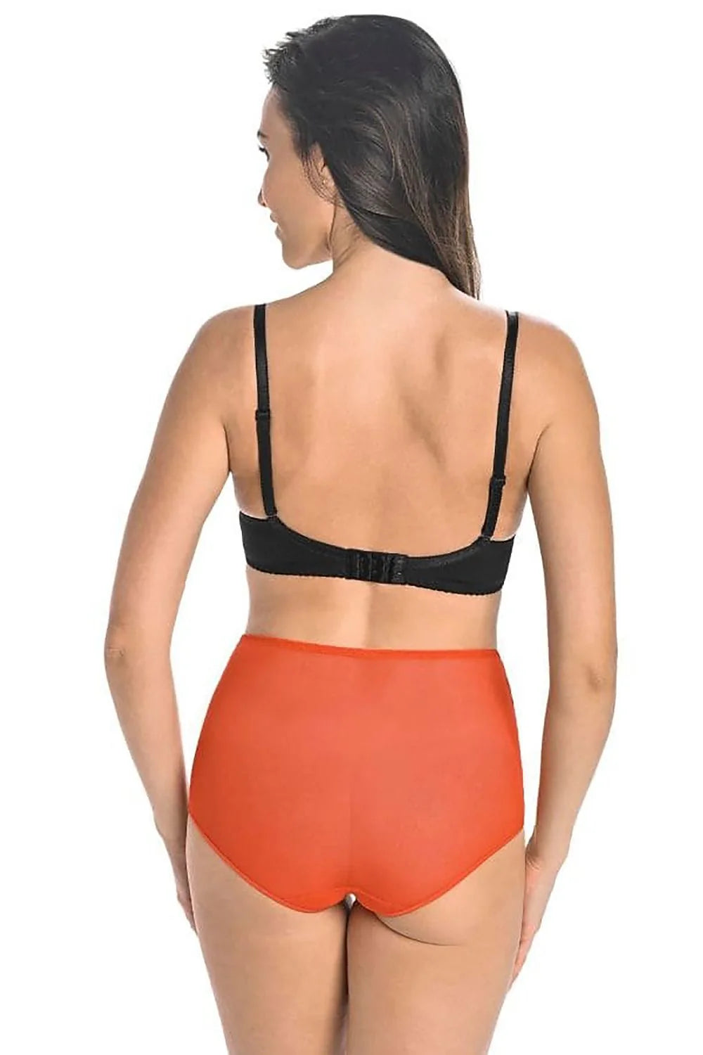 Ensemble de lingerie féminine haute qualité maille douce couleur noire et orange vif soutien-gorge classique culotte taille haute femmes