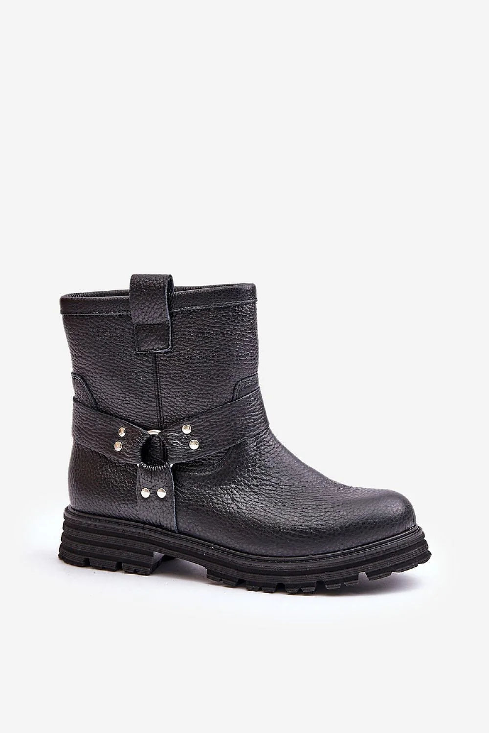Bottines pour femmes cuir naturel talon plateforme design moderne biker style élégant taille ajustable occasion quotidienne ville