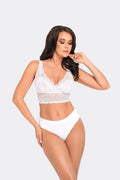 Ensemble de lingerie féminine élégant dentelle florale sans armature crop top culotte classique couleur blanche