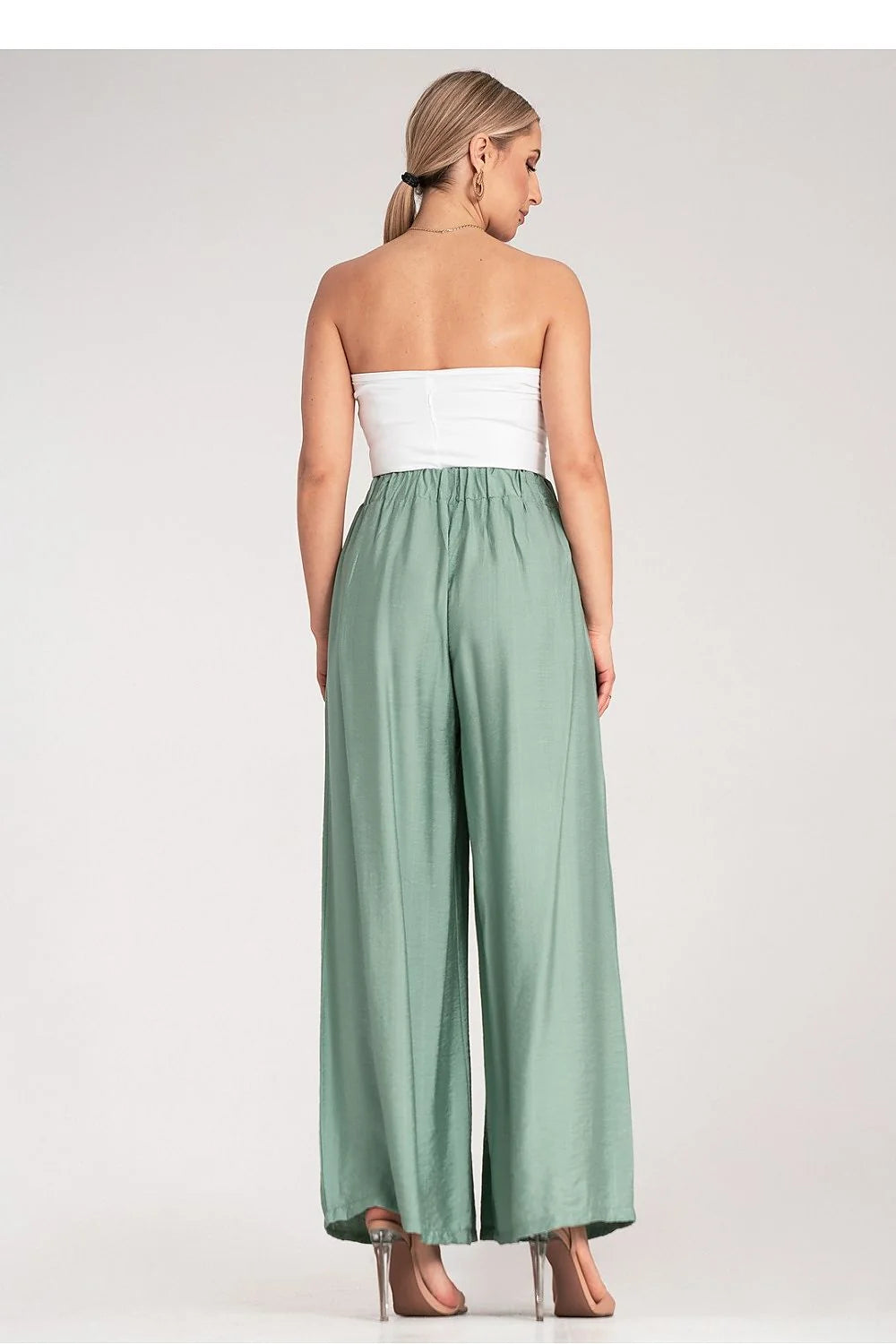 Pantalon femme large décontracté plis taille haute ceinture élastique viscose élégant confortable robe de plage tenue estivale couleurs pastel