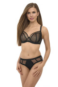 Culottes Lupo Line en microfibre noire lingerie féminine élégante soutien-gorge à armatures design moderne panneaux transparents en mesh tissu confortable ajustement personnalisé