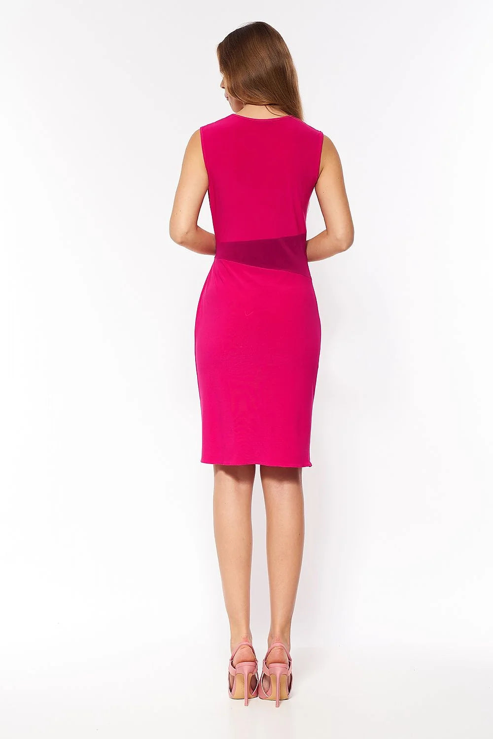 Robe de cocktail élégante pour femme sans manches en V profond ceinture intégrée drapé asymétrique couleur mauve été soirée