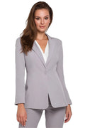 Blazer femme polyester élégant coupe ajustée gris clair tenue professionnelle bureau mode chic polyvalente