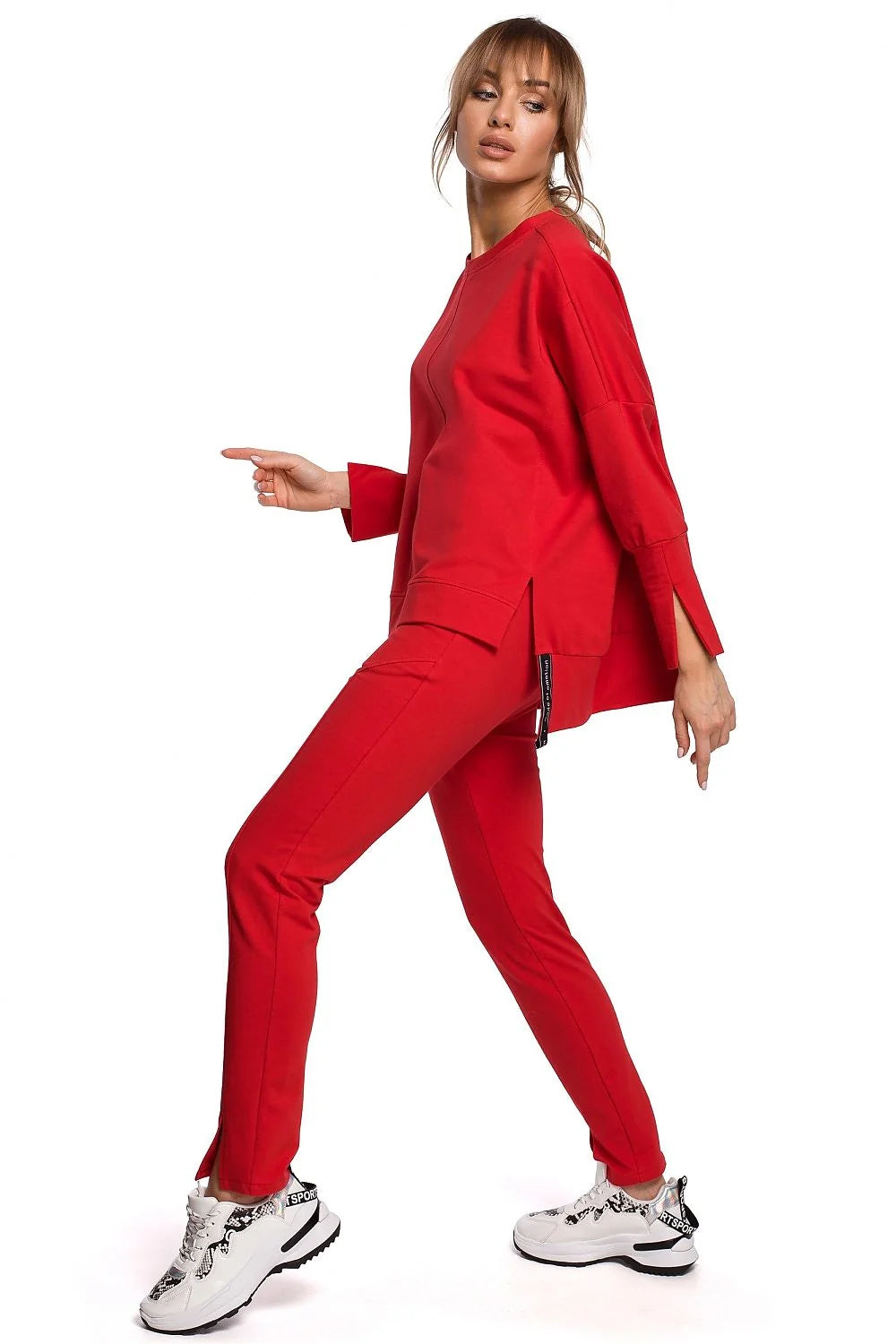 Pantalon long femme coton élasthanne moderne coupe droite fentes avant confort mode urbaine sophistiquée