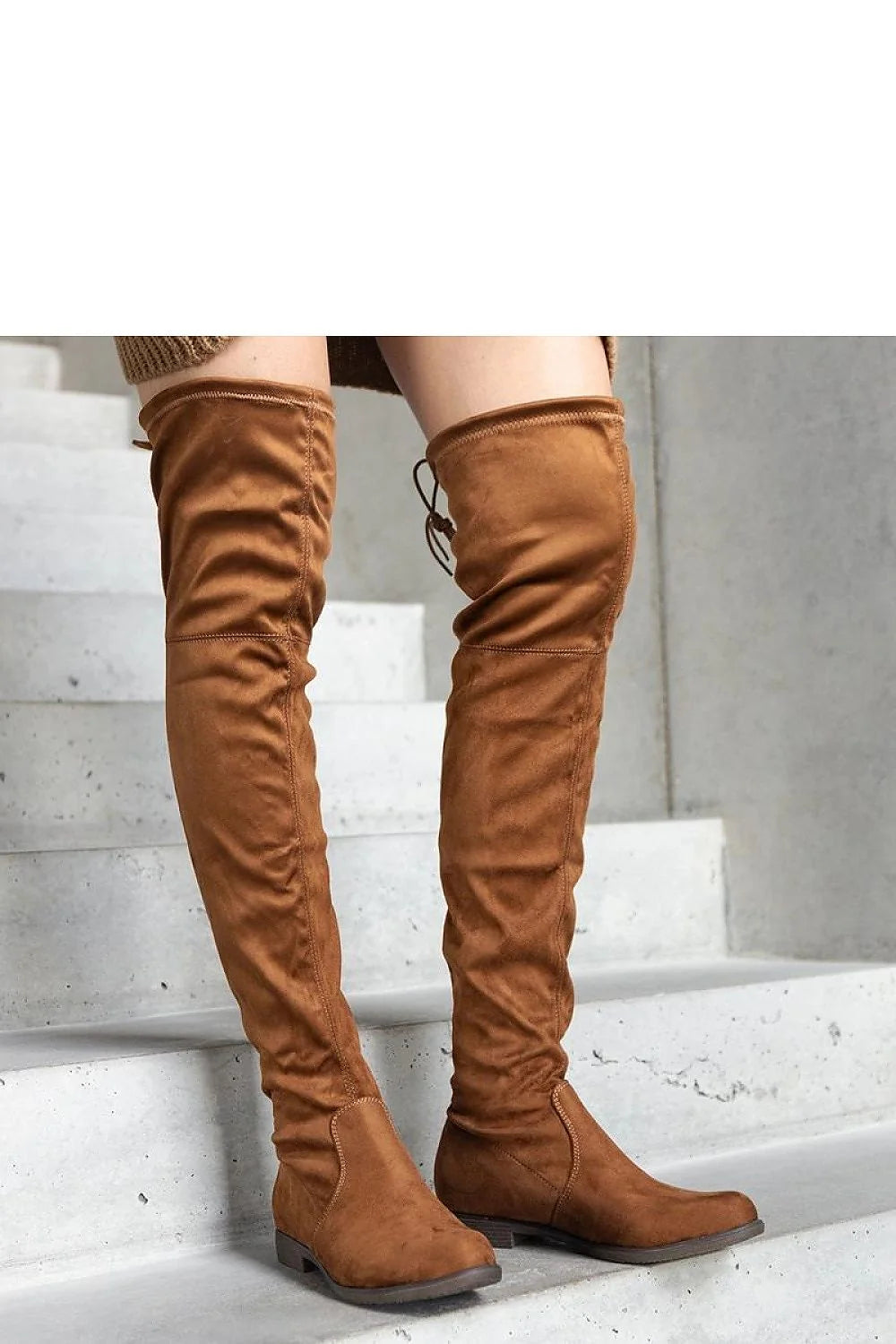 Bottes cuissardes Solea femme éco-daim caramel design moderne ajustement personnalisé confort tout temps