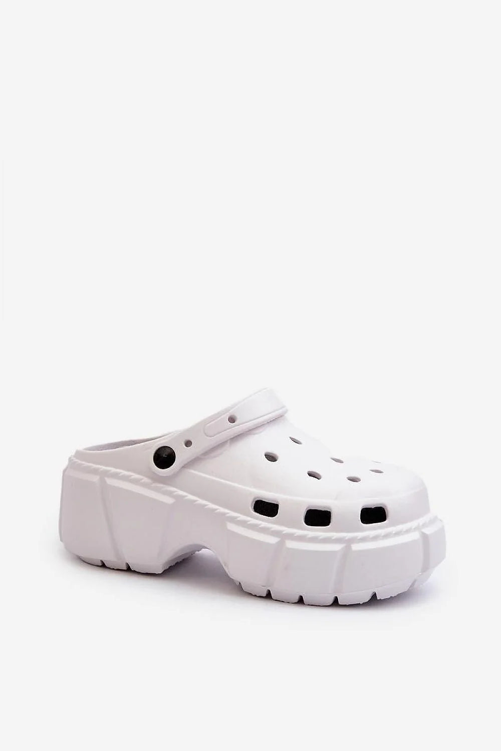 sandales sabot femme plateforme épaisse 5cm blanc perforées aération bride pivotante boutonpression semelle crantée antidérapante légère confortable ample