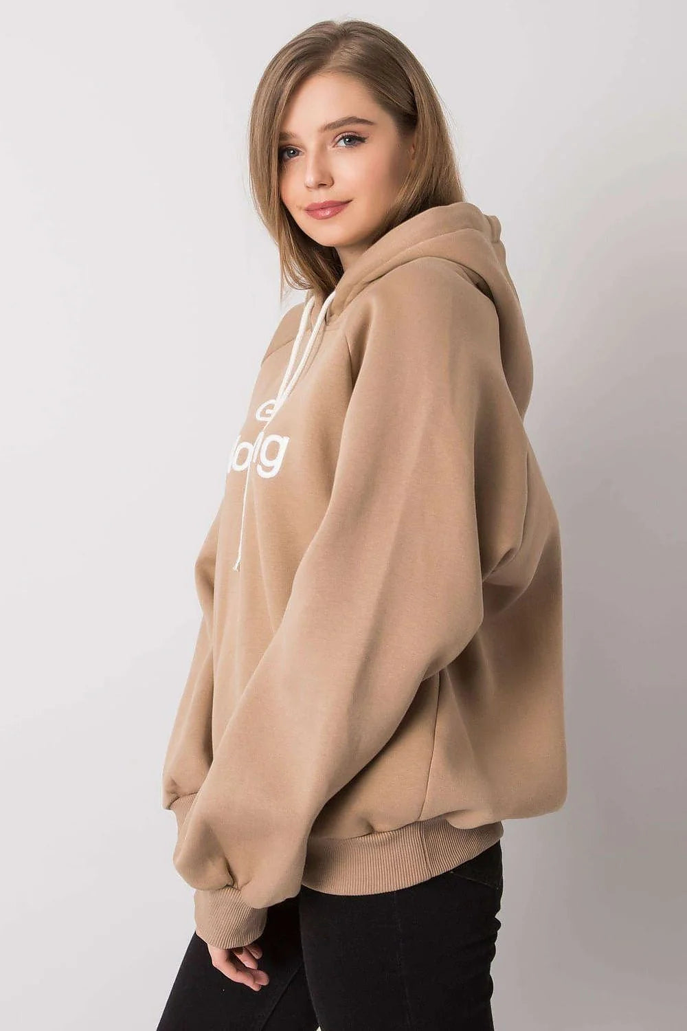 Sweatshirt femme oversize coton polyester bleu vif urbain moderne confortable manches longues GRL PWR
