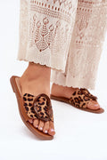 Sandales femmes style estival ouvertes cuir écologique motif léopard talon plat taille ajustable sandales été pantalon crocheté