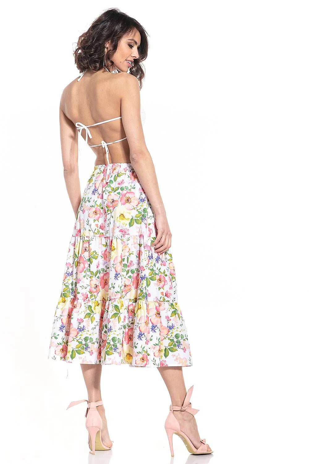 Jupe longue camouflage coton évasée avec ceinture élastiquée pour femme moderne tendance style urbain