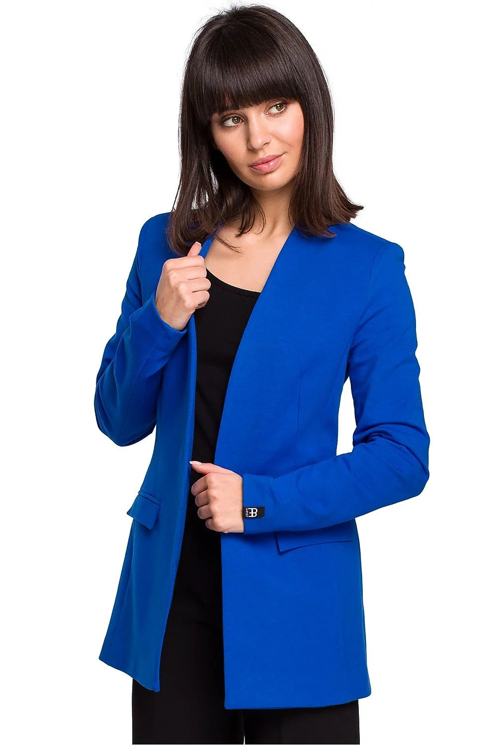 blazer femme BeWear rouge vif ajusté cintré manches longues col châle poches rabat doublé coton élasthanne confortable structuré