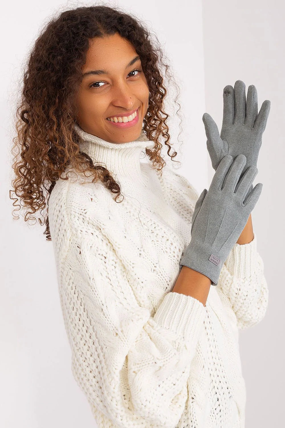 Pull tricoté élégant maille épaisse motif torsade gants élégants tissu lisse isolé fleur brodée femmes