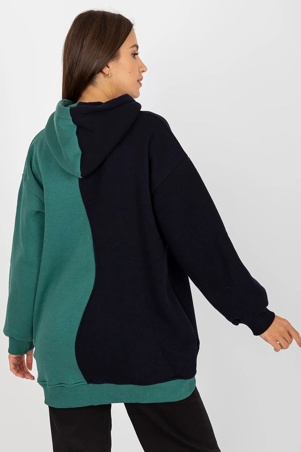 Sweatshirt Rue Paris bicolore femme manches longues capuche poches kangourou coton élasthanne moderne décontracté