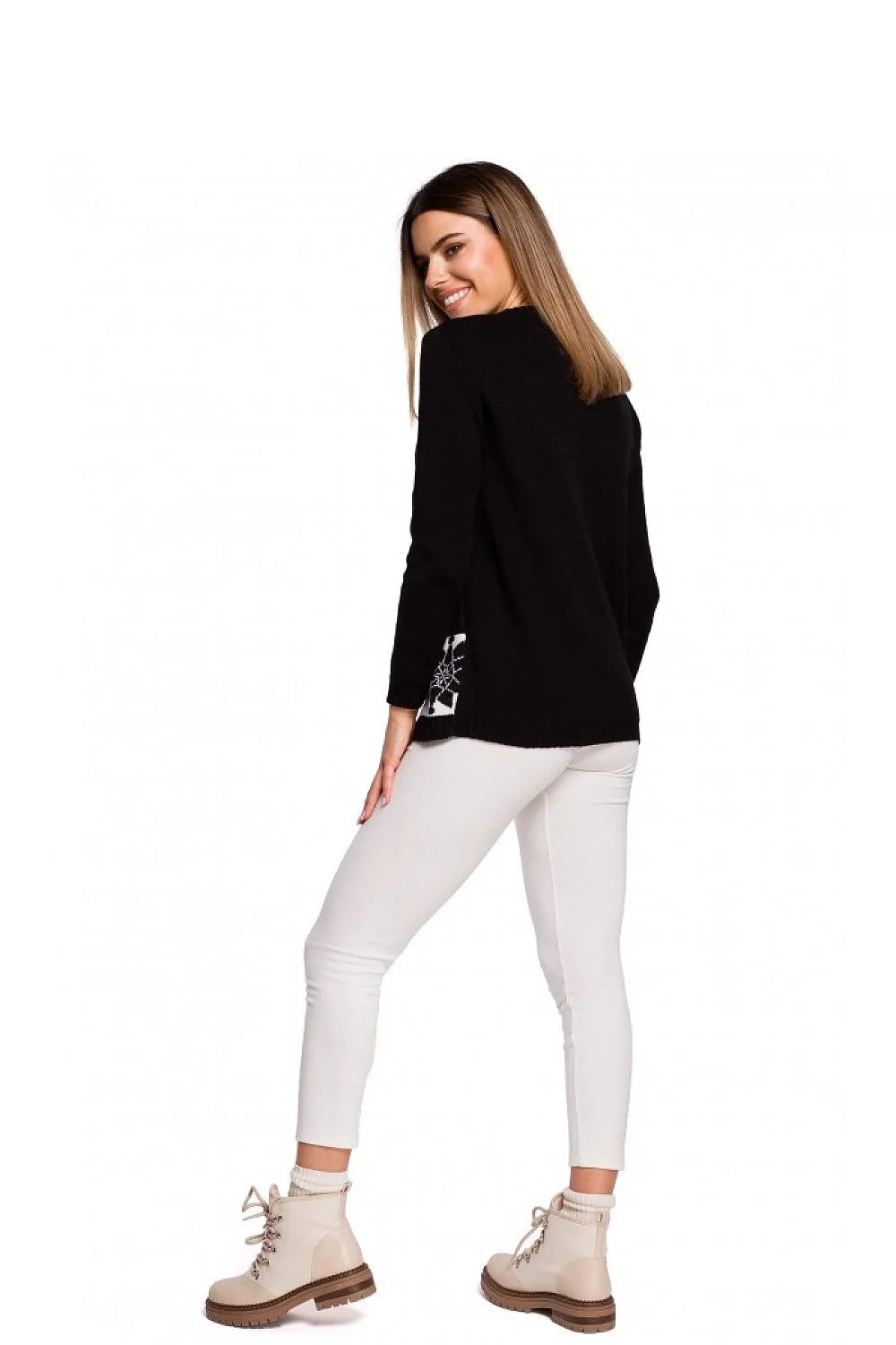Pull de Noël tricoté acrylique festif amusant motifs rennes flocons neige parfait pour hiver
