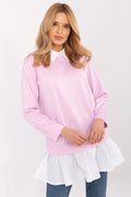 Chemisier Italy Moda féminin en viscose coton élasthanne style casual chic rose pastel blanc col chemise longues manches