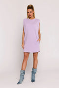Robe de jour Moe tricotée oversize style polonais couleur lilas pâle sans manches épaules structurées robe femme été
