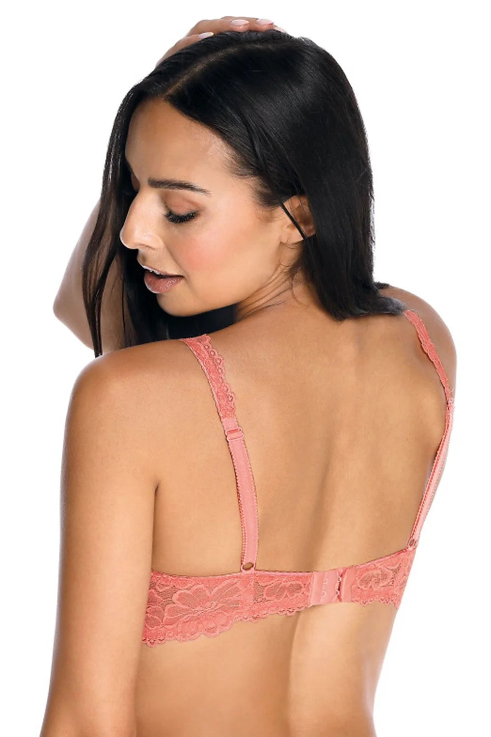 Soutien-gorge balconnet dentelle florale corail romantique confort bretelles larges broderie sexy féminin élégant