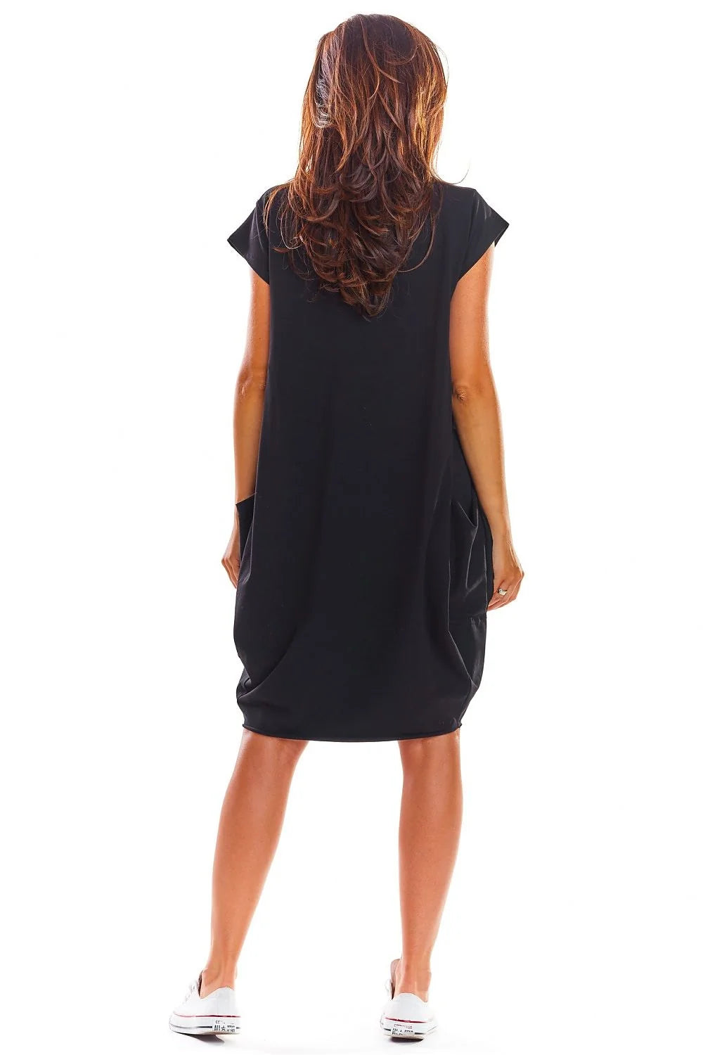 Robe de jour femme style moderne minimaliste robe ample manches courtes noir coton confortable