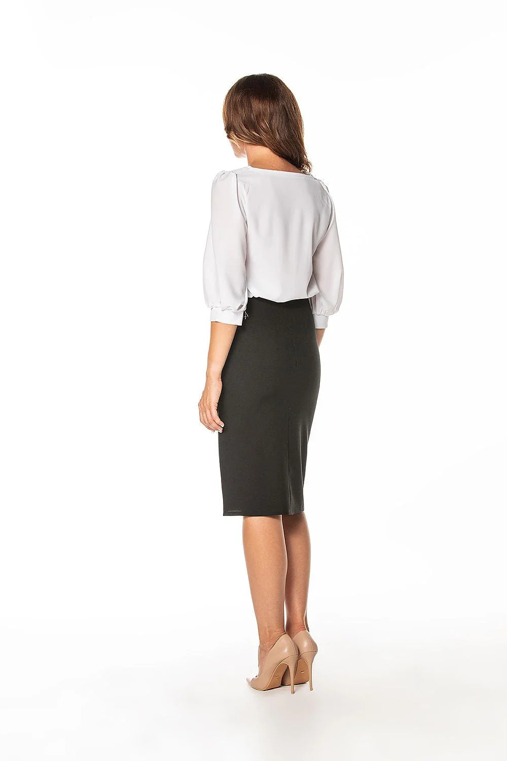 Jupe crayon élégante pour femme en polyester et élasthanne, fente latérale, fermeture dissimulée, disponible en plusieurs tailles