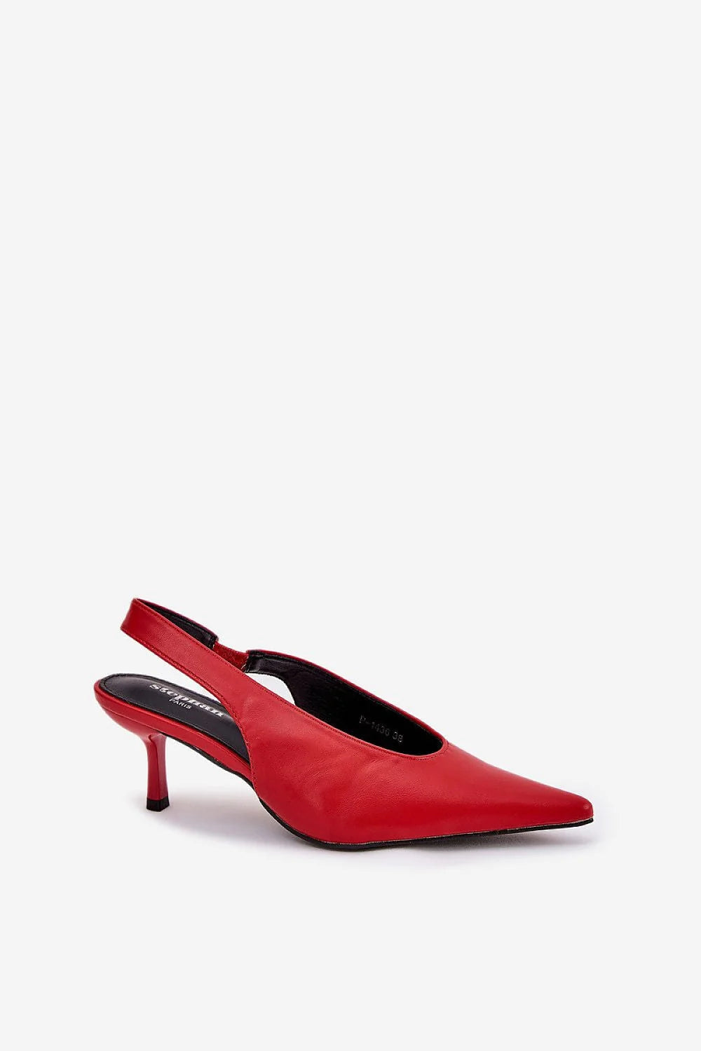 Escarpins élégants pour femmes slingback talon kitten rouge cuir artificiel occasion spéciale soirée