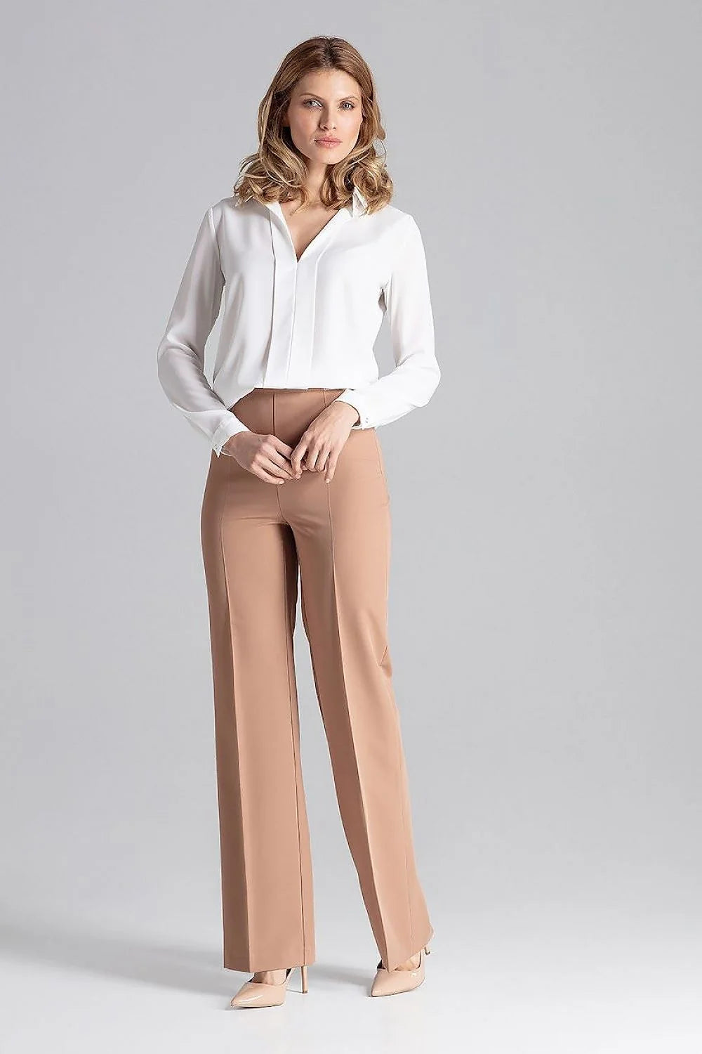 Pantalon long en coton Figl élégant confort coupe ample pour bureau soirée femme moderne