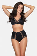 Ensemble de lingerie Babell triangle sans armature culotte haute dentelle noire taille ajustable confort élégance femme