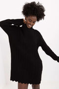 Robe pull maille torsadée noire femme tricot épais manches longues col roulé style cosy hiver