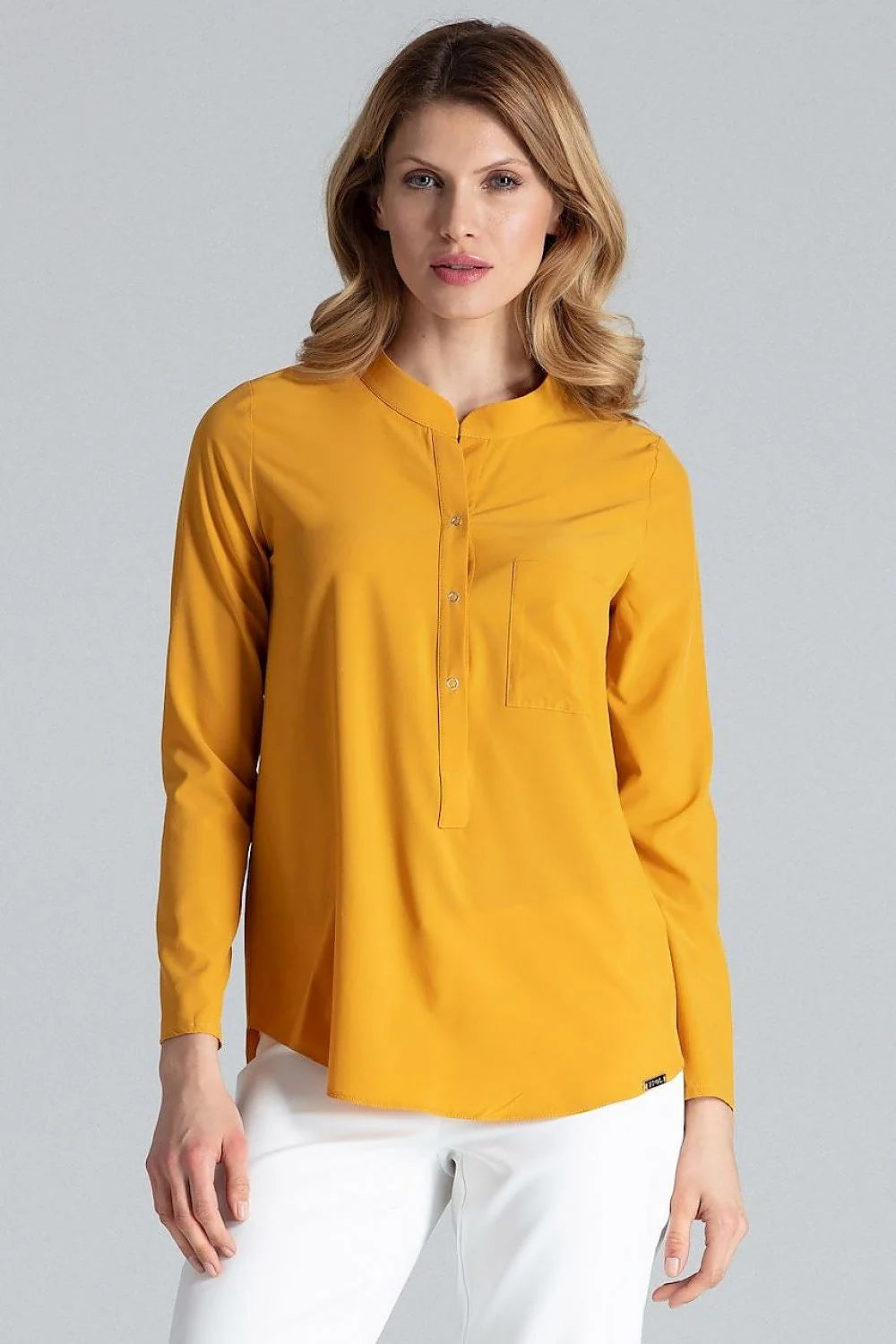 Chemisier Figl élégant imprimé animal végétal couleurs naturelles manches longues col droit femme polyester élasthanne