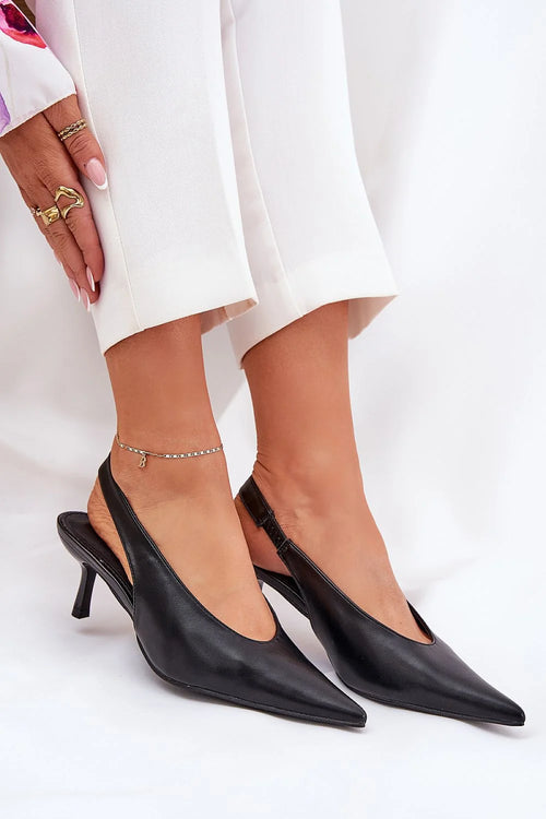 Escarpins à bout pointu en cuir artificiel écolo, slingback, talon fin, occasionnels, élégance intemporelle pour femmes