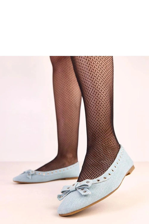 ballerines femme Solea denim toile bleu clair bout carré nœud délicat œillets métalliques semelle plate intérieure cuir confortables