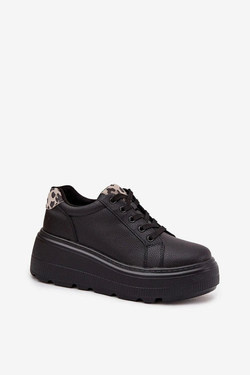 baskets femme Vinceza cuir naturel noir grainé plateforme épaisse crantée lacets œillets métalliques bout arrondi imprimé léopard beige confortable tendance