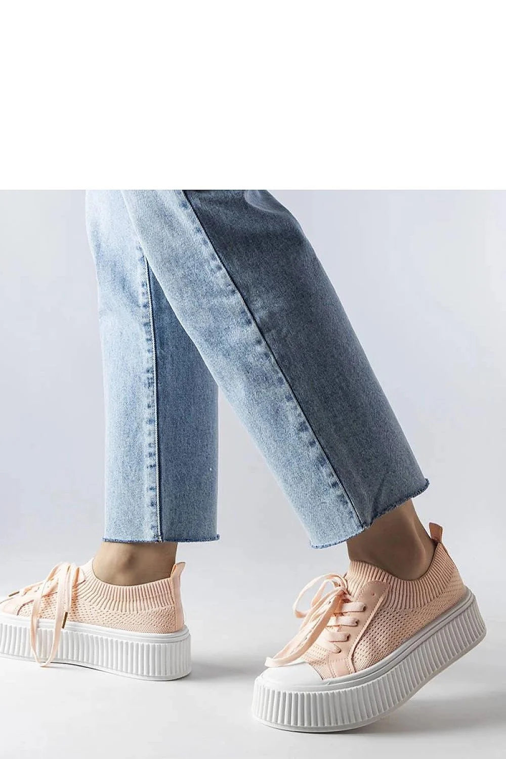 baskets Solea plateforme rose pastel maille respirante légère confortable sportives décontractées montantes semelle blanche épaisse crantée