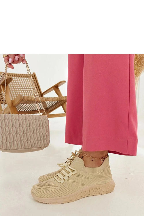 baskets solea femme maille tricotée beige nude silhouette sock col monté lacets plats semelle épaisse texturée amorti respirante