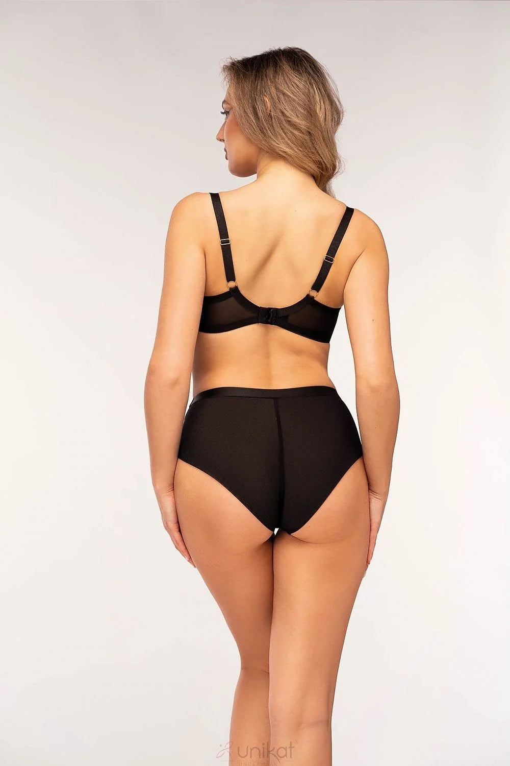 Ensemble de lingerie audacieux moderne pour femme soutien-gorge géométrique culotte haute filet transparent beige noir taille ajustable