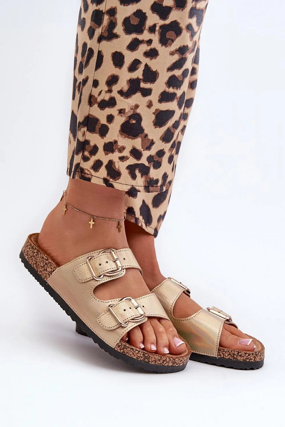 Sandales pour femmes style été décontracté confortables cuir artificiel semelle liège anti-dérapante occasion plage ville