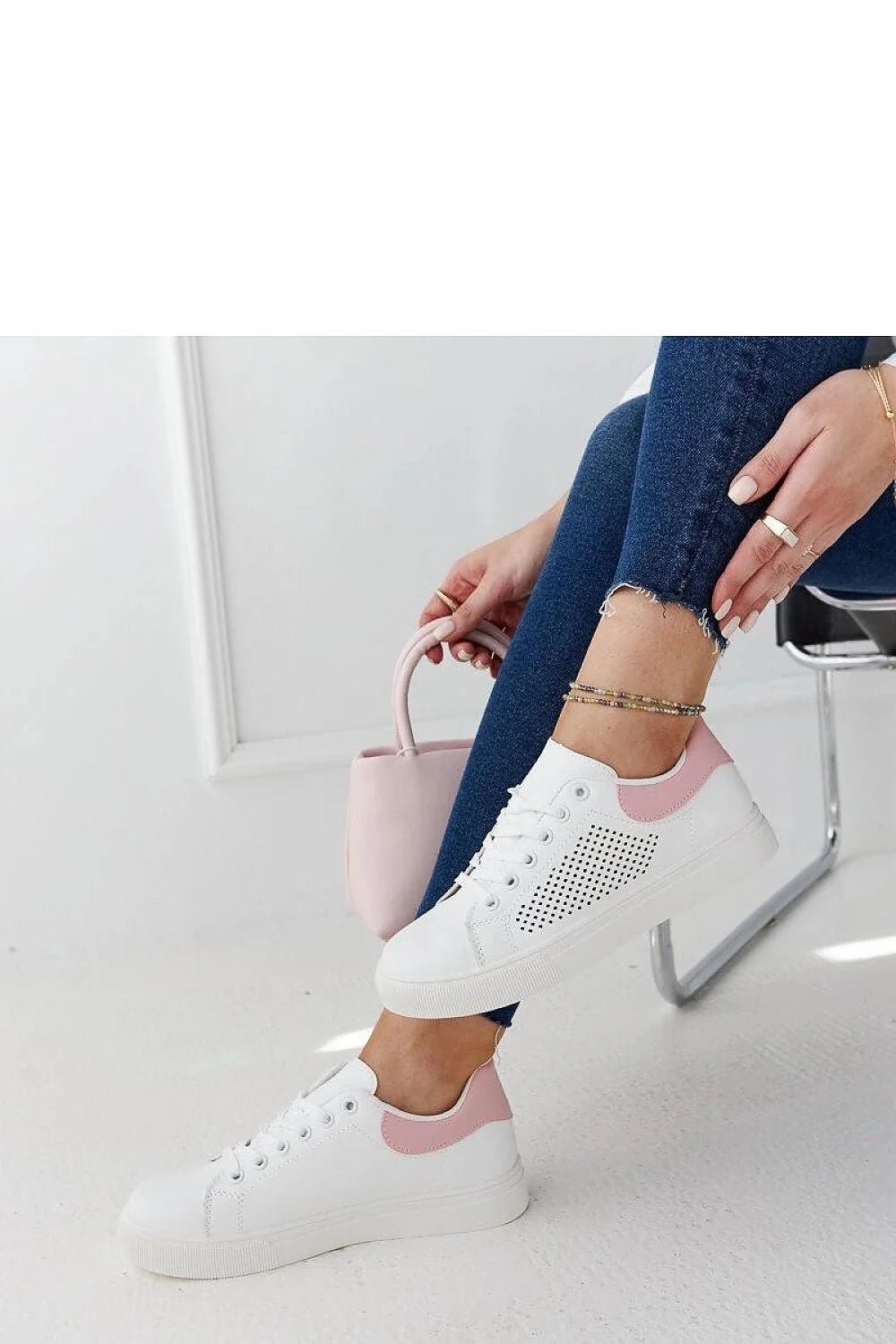 Baskets Solea femme mode été confort cuir écologique blanc rose design moderne épuré style casual élégance